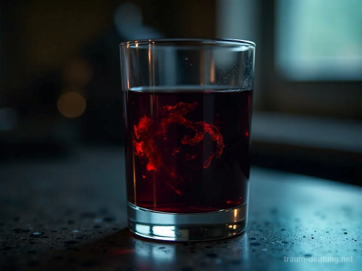 Ein Glas mit giftigem Getränk und unheilvollem Schimmer