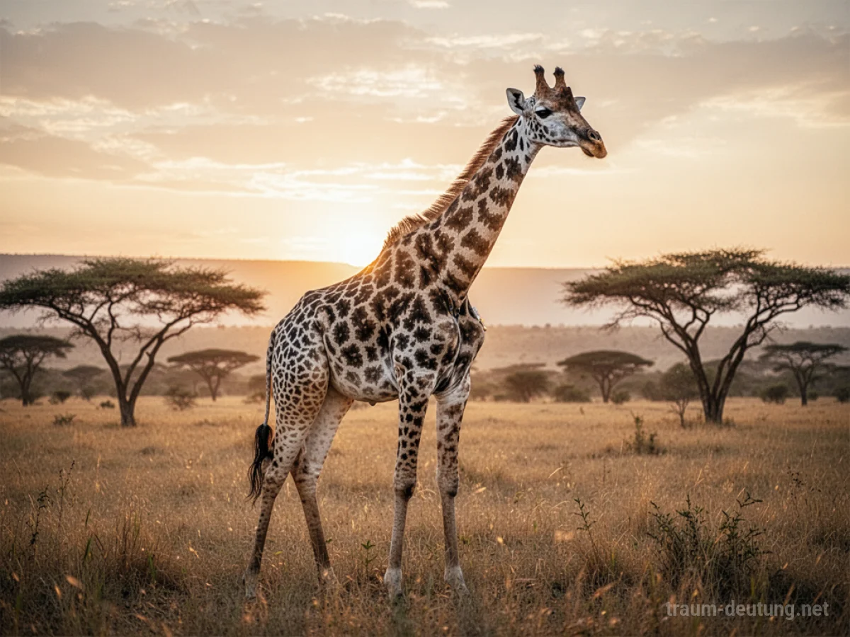 Giraffe mit auffälligen Flecken in einer Savanne