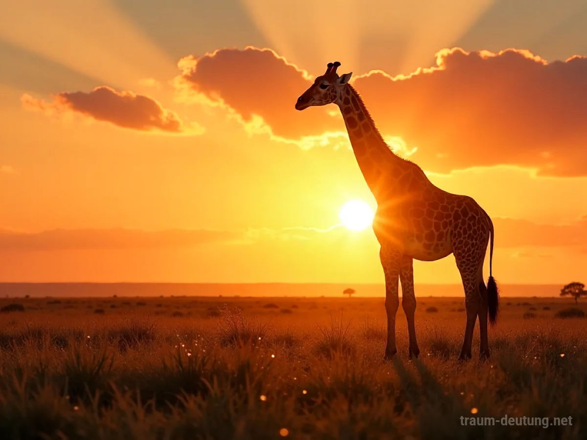 Eine Giraffe steht auf einer Savanne und blickt in die Ferne.