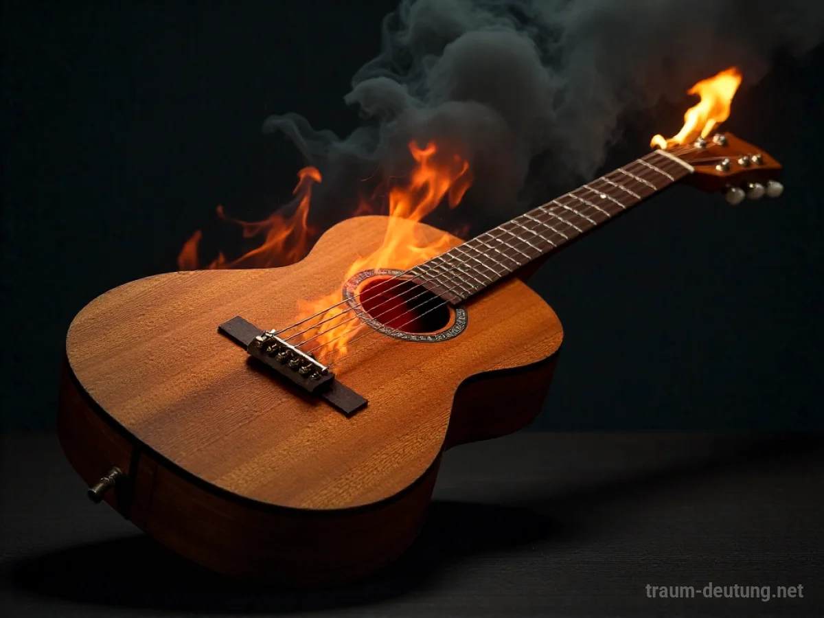 Brennende Gitarre im Dunkeln