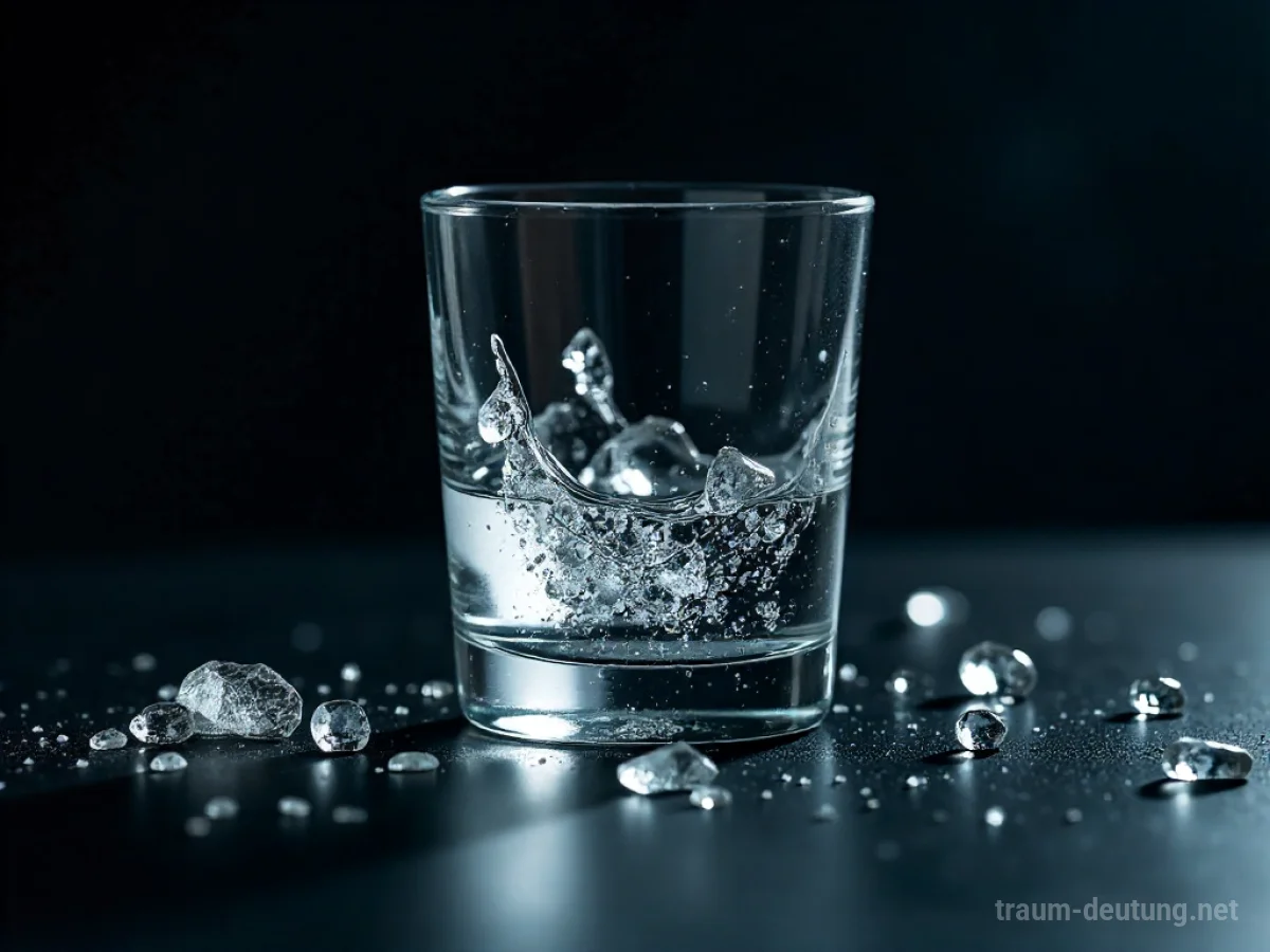 Ein zerbrechendes Glas mit spritzender Flüssigkeit
