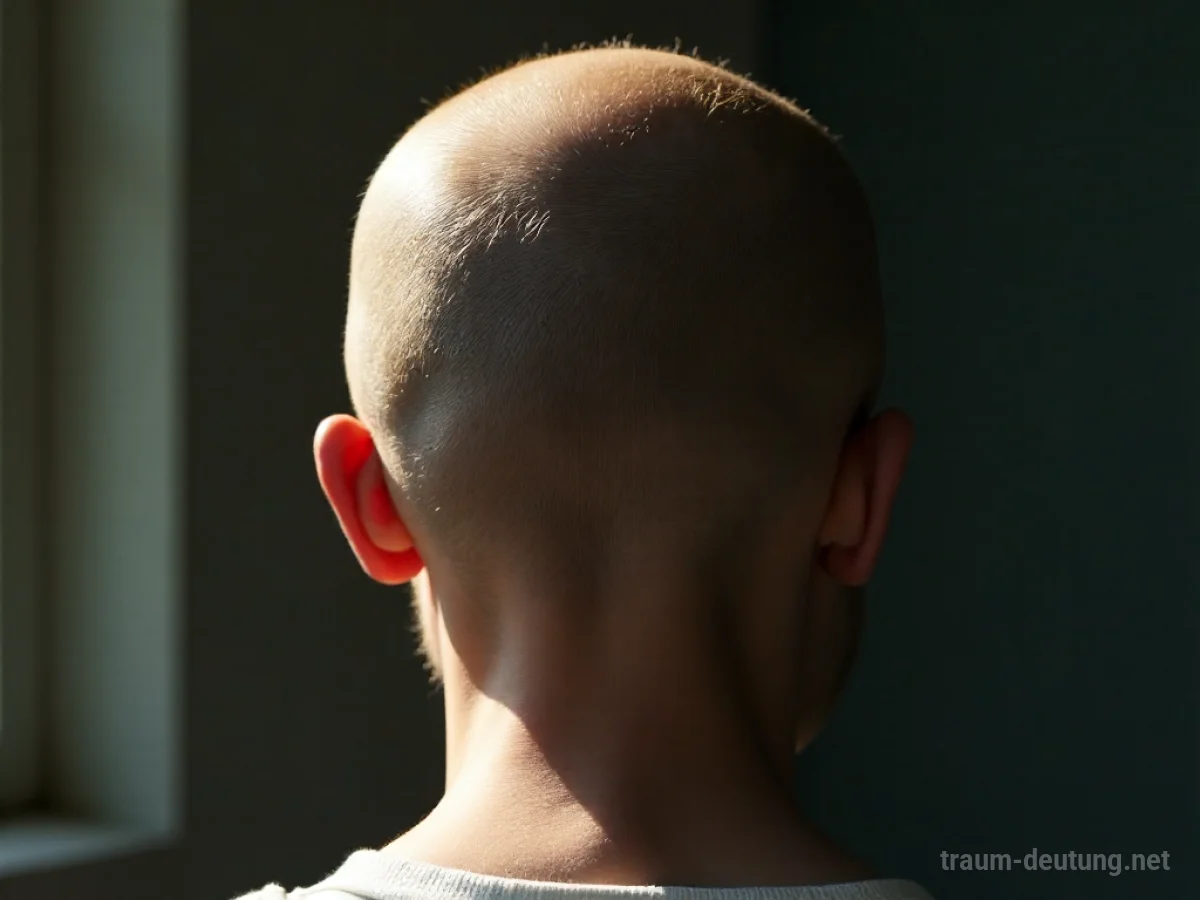 Kopf mit einer kahlen Stelle, wo Haare wachsen sollten