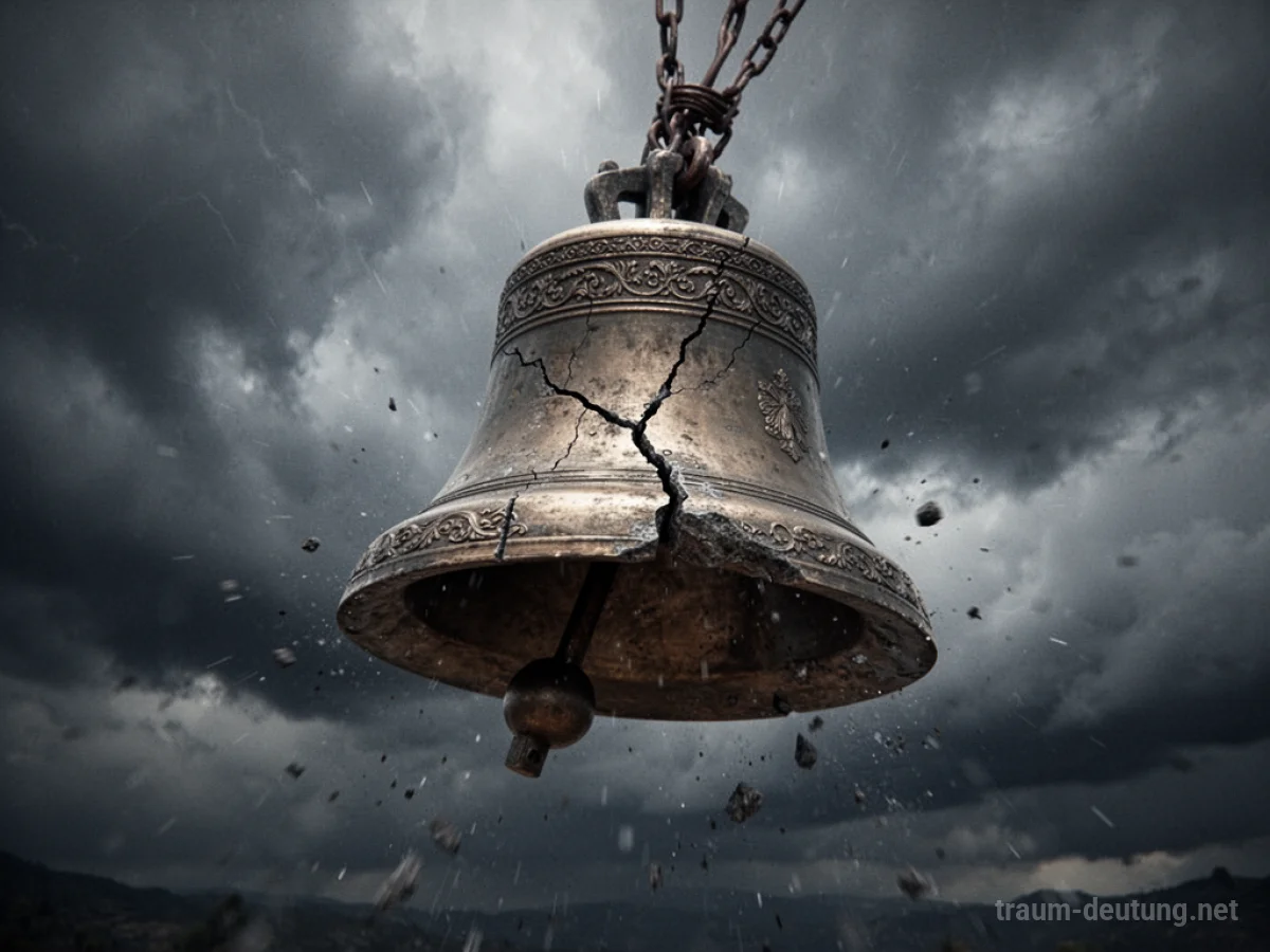 Eine Glocke stürzt aus großer Höhe vom Himmel