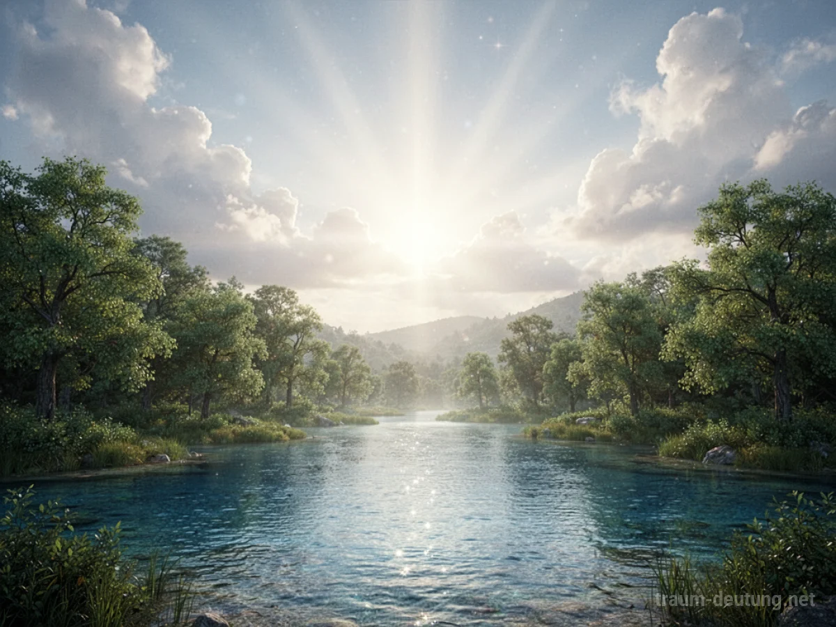 Sonnendurchflutete Naturlandschaft mit sanftem Licht vom Himmel