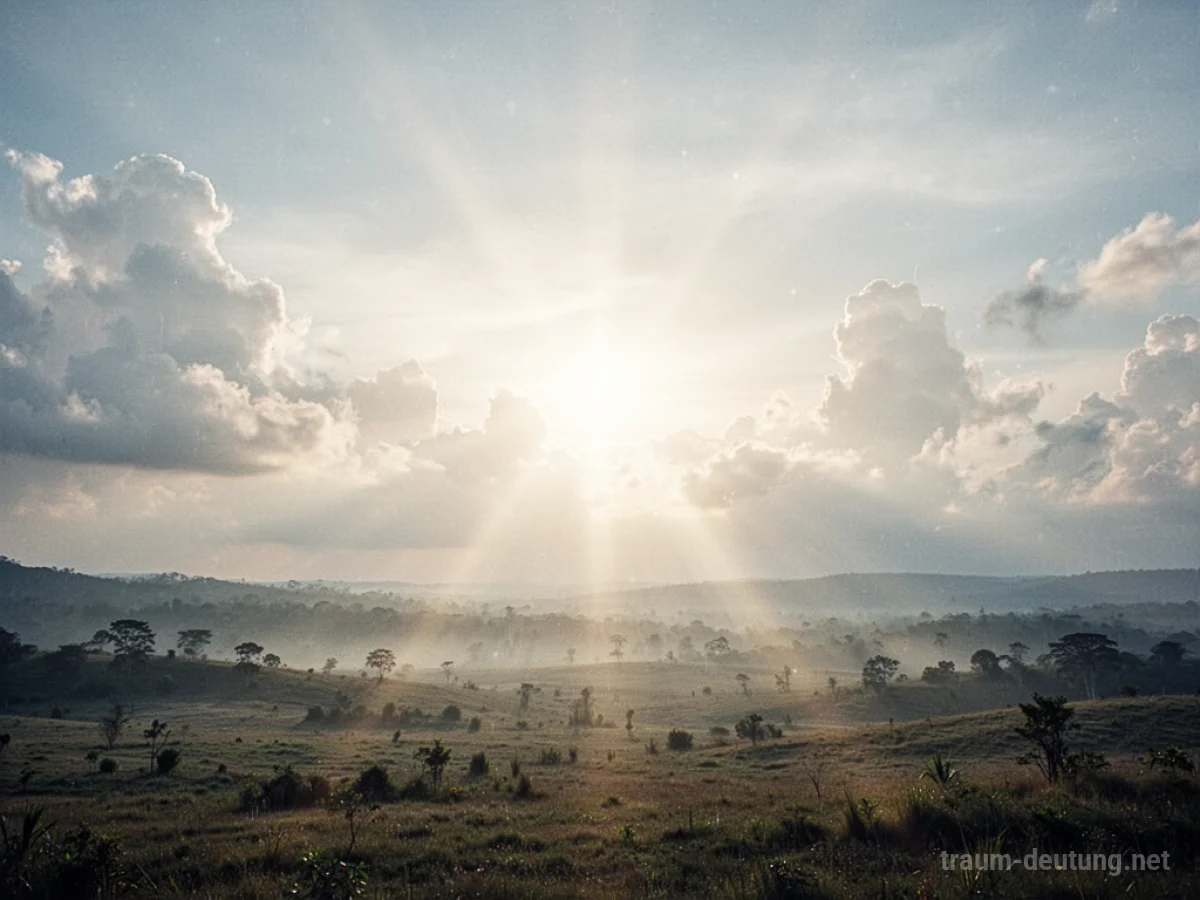 Eine Landschaft, in der ein sanftes, überall präsentes Licht eine göttliche Aura erzeugt.