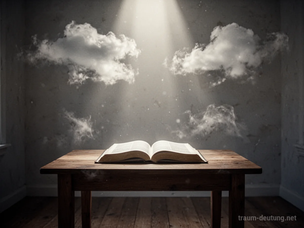 Eine leuchtende Aura über einem offenen Buch, das Stille und göttliche Botschaft symbolisiert.