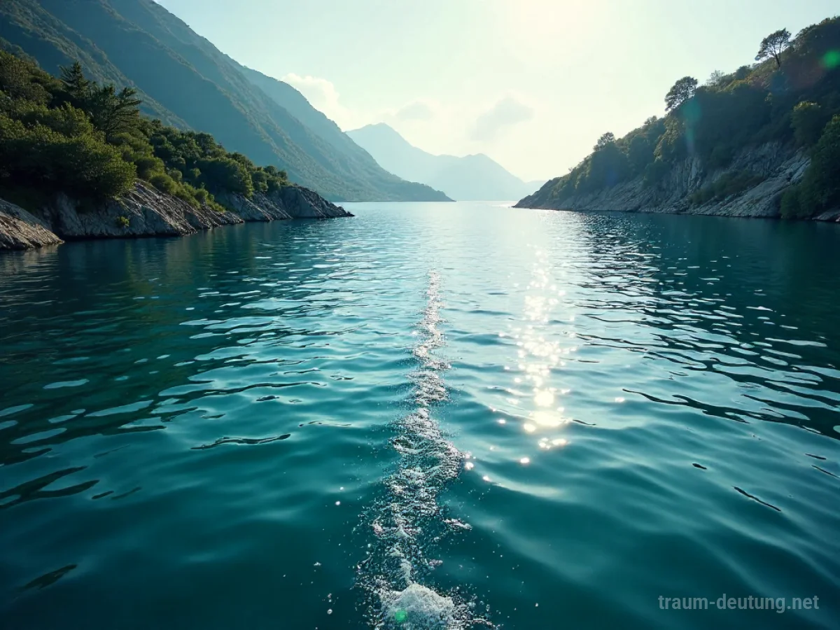 Eine klare Wasserlinie trennt zwei Landschaftsbereiche.