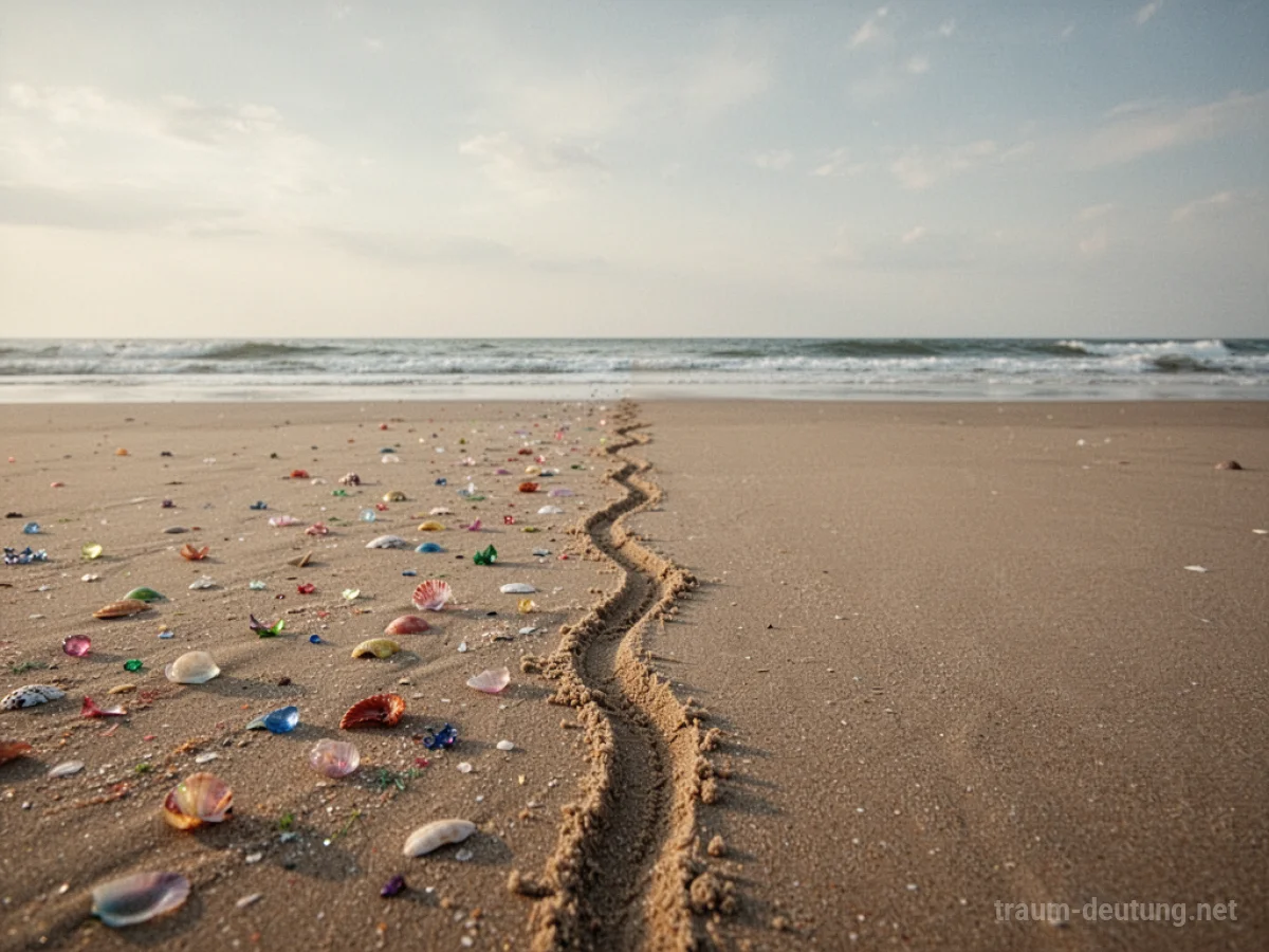 Eine sichtbare Grenze im Sand, die zwei unterschiedliche Bereiche trennt.