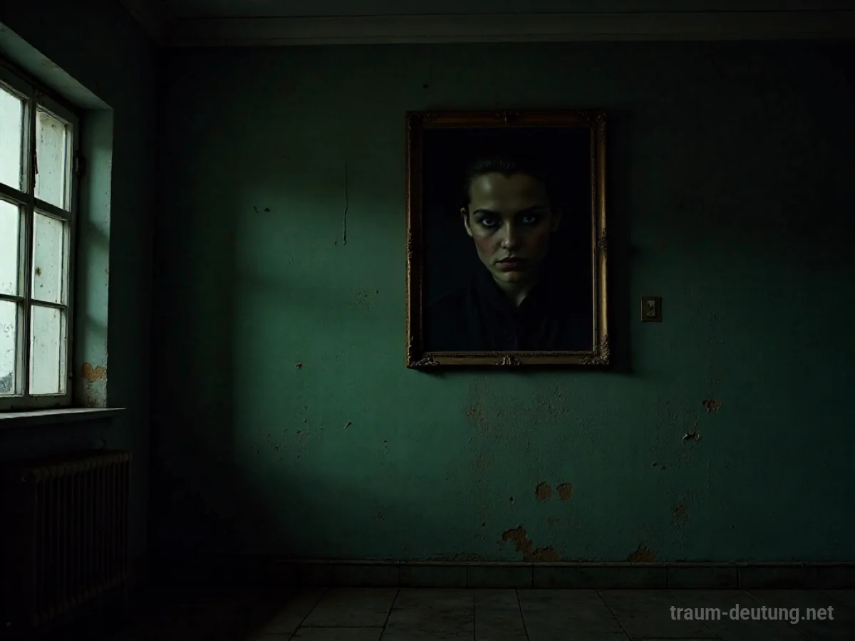 Gruseliges Portrait an einer Wand im Traum