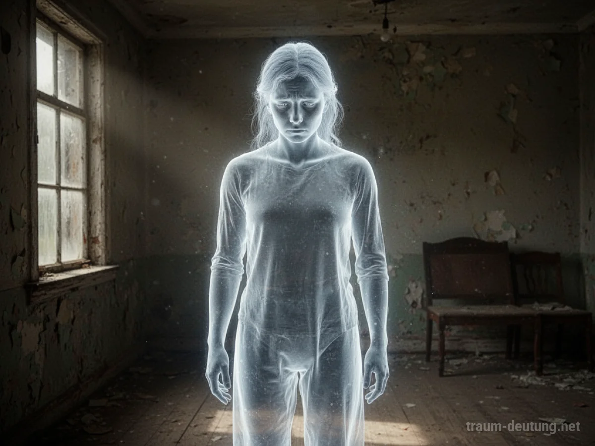Transparente Gestalt einer Person in einem dunklen Raum