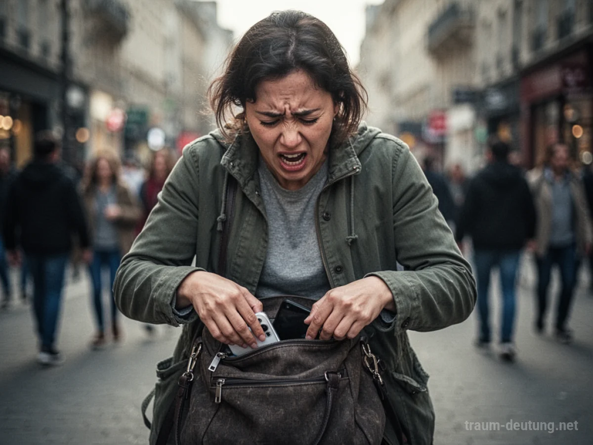 Eine Person sucht verzweifelt ihren Geldbeutel in Taschen und einer Tasche.