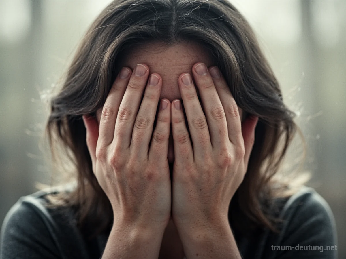 Hände bedecken das Gesicht einer Person im Traum