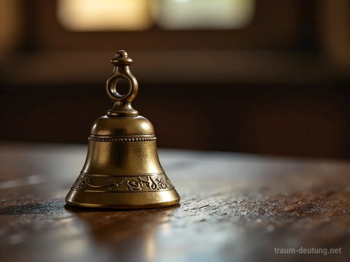 Kleine Handglocke auf einem Holztisch