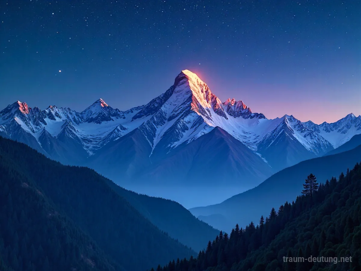 Leuchtende Berge im Traum unter einem Sternenhimmel