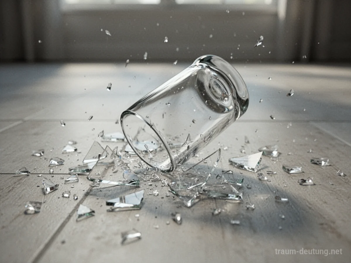 Ein zerbrechendes Trinkglas, das auf den Boden fällt.