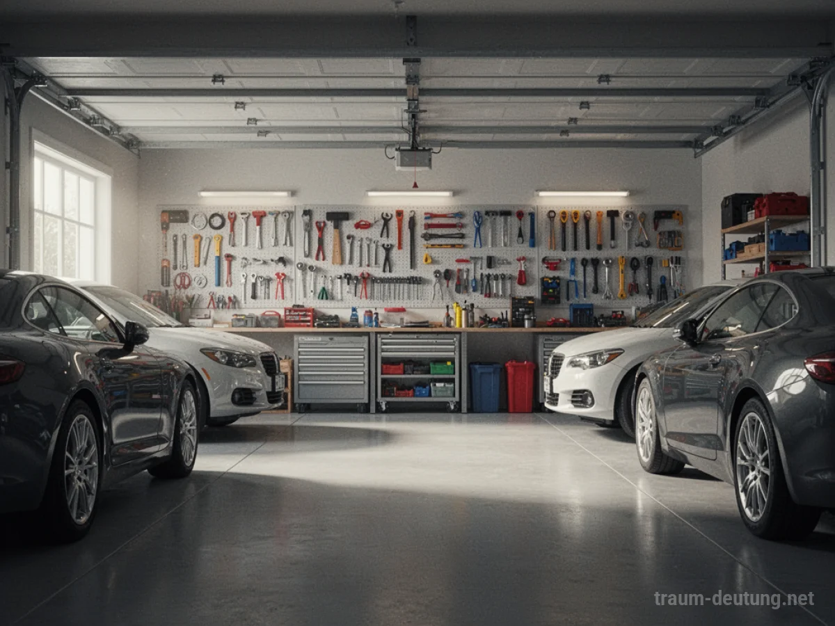 Innenansicht einer makellos sauberen und aufgeräumten Garage
