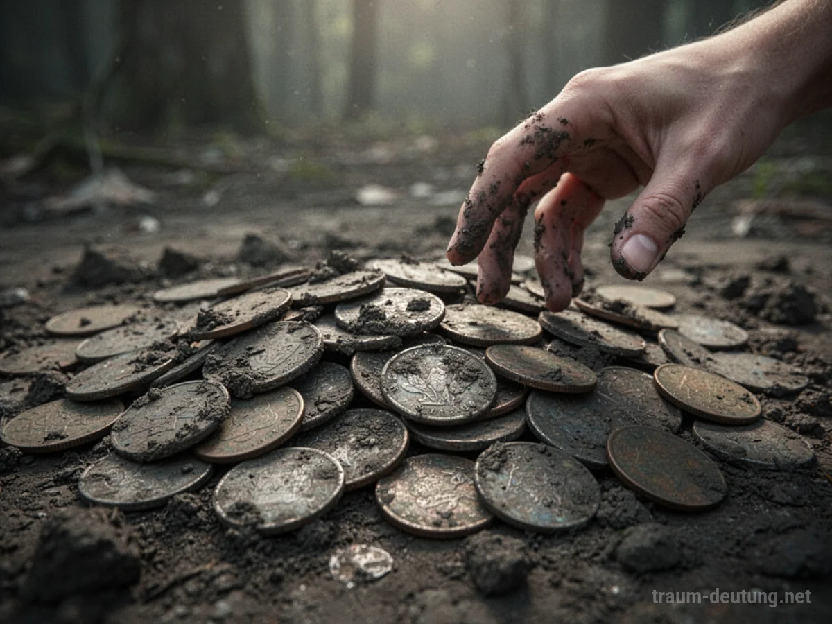 Stapel schmutziges Geld mit einer Hand, die sich nähert