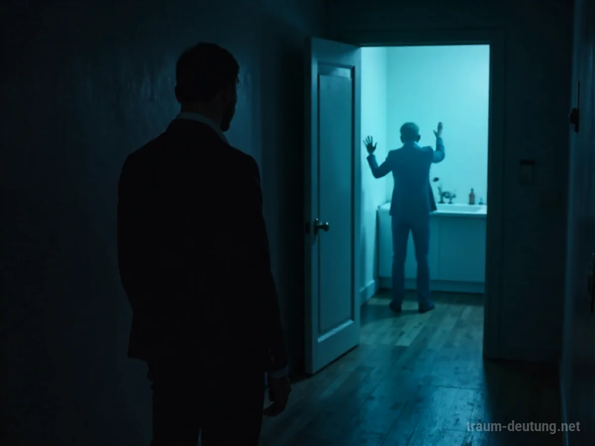 Streit mit Gast im Traum: Zwei Silhouetten in einem Raum mit angespannter Atmosphäre.