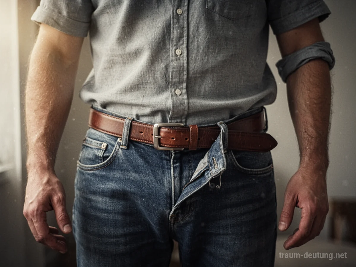 Ein zu weit offener Gürtel um die Taille, der Halt und Sicherheit symbolisiert.