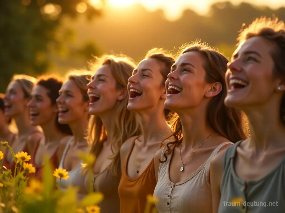 Eine Gruppe von Menschen singt fröhlich gemeinsam im Freien.