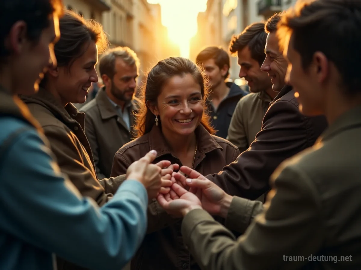 Menschen, die einem Einzelnen helfend die Hand reichen