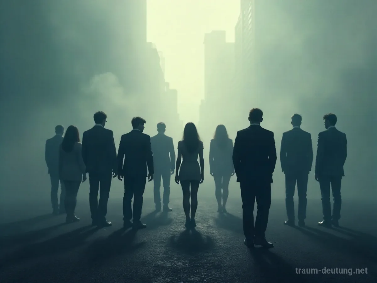 Eine Gruppe Menschen löst sich im Nebel auf, eine Person bleibt allein zurück.