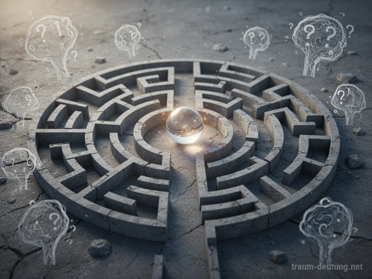 Ein Labyrinth mit einem erkennbaren Weg zur Mitte, der ein leuchtendes Objekt symbolisiert.
