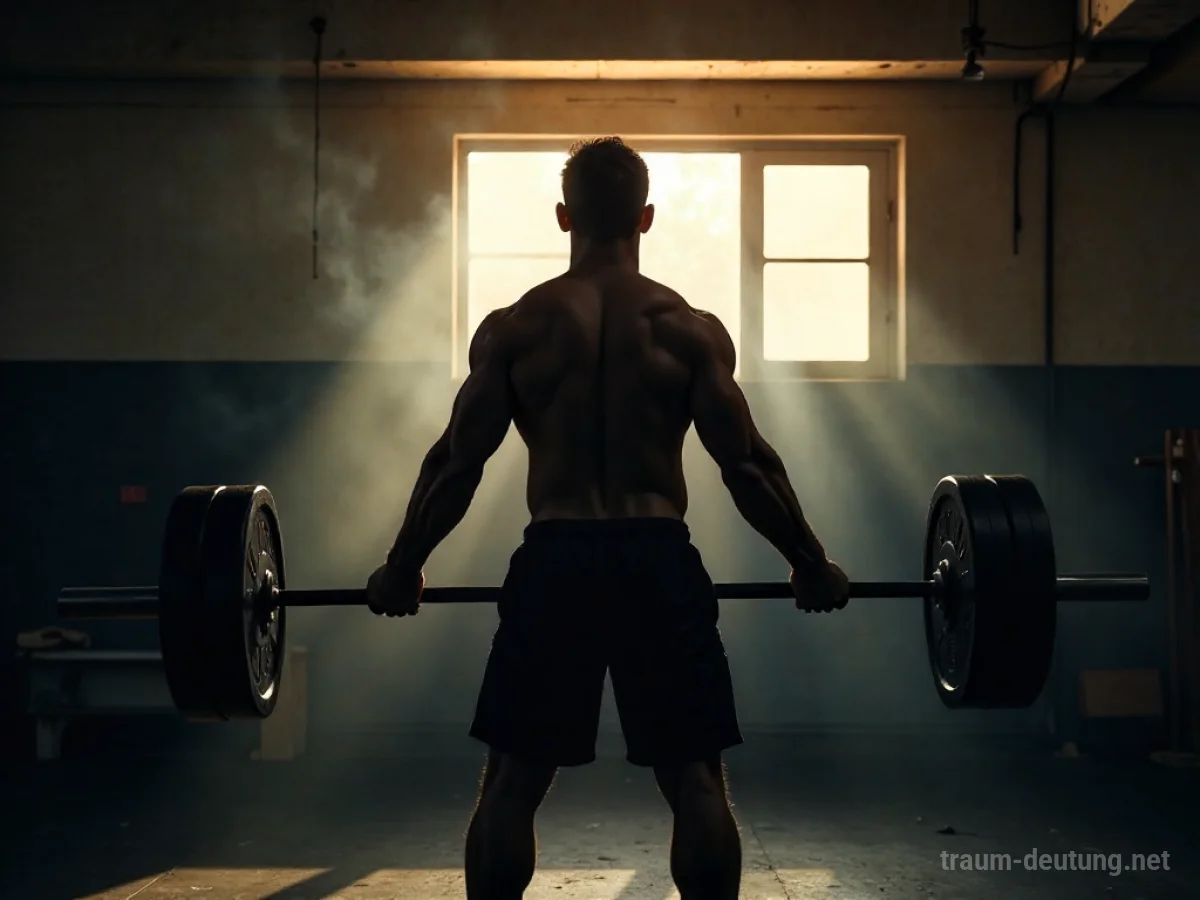 Silhouette hebt Gewichte im Traum