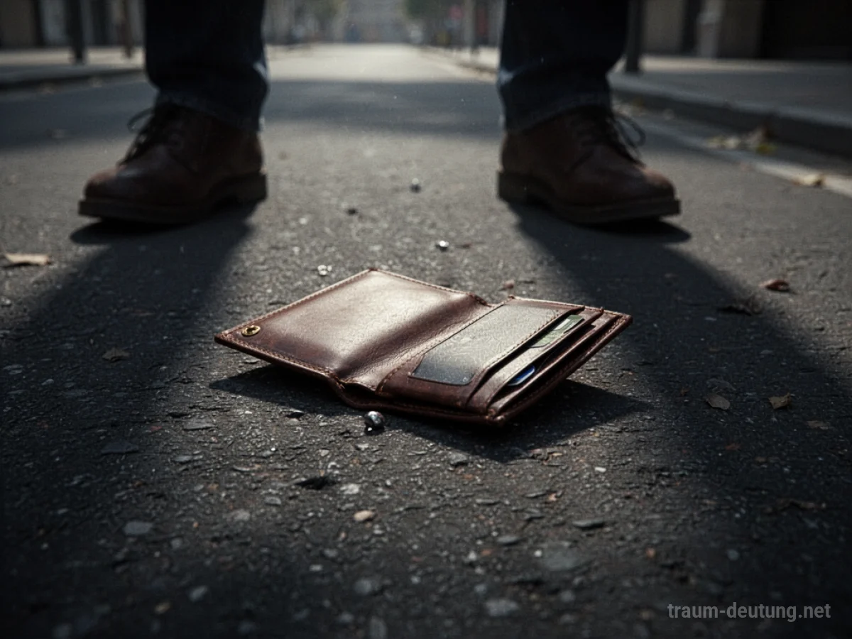 Leere Brieftasche auf dunklem Boden