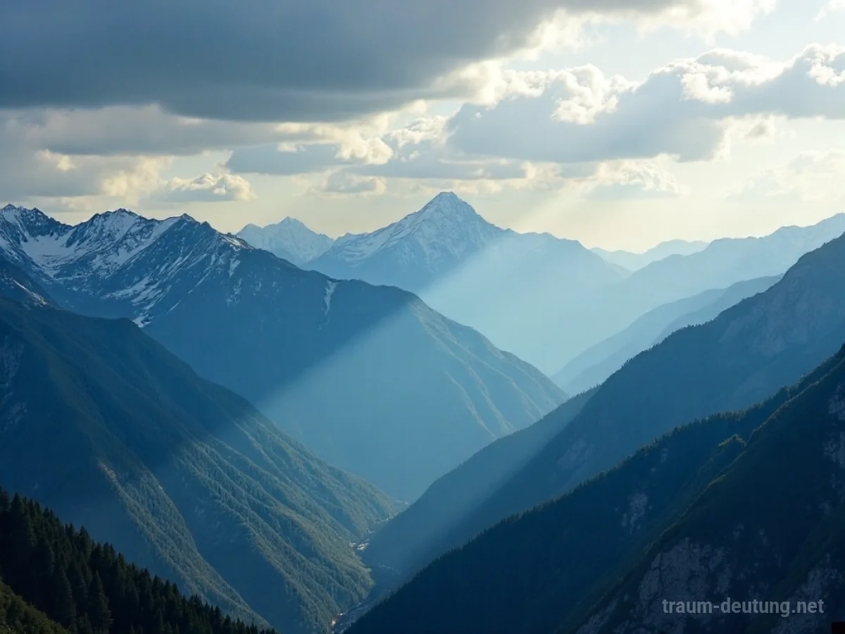 Ein Gebirge, dessen Gipfel sich wie Flüssigkeit verändern und verschieben.