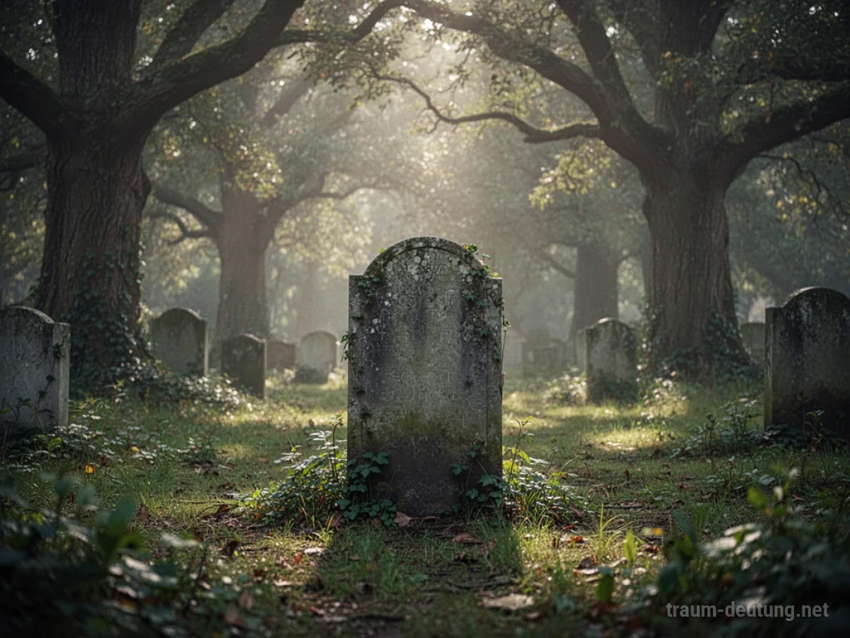 Ein altes Grabmal auf einem Friedhof im sanften Licht