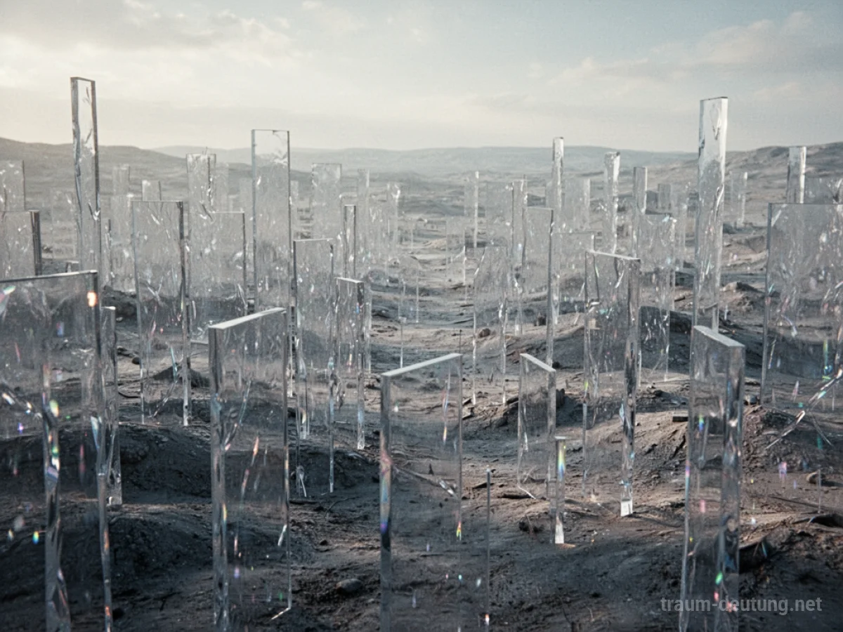 Viele schimmernde, transparente Grenzen in einer weiten Landschaft
