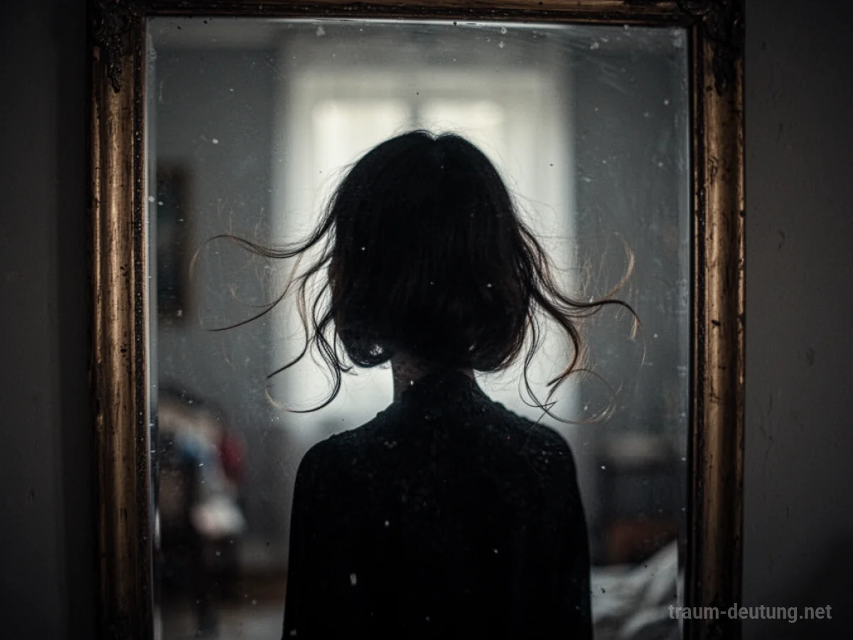 Silhouette einer Person, der Haare ausfallen, im Spiegelbild