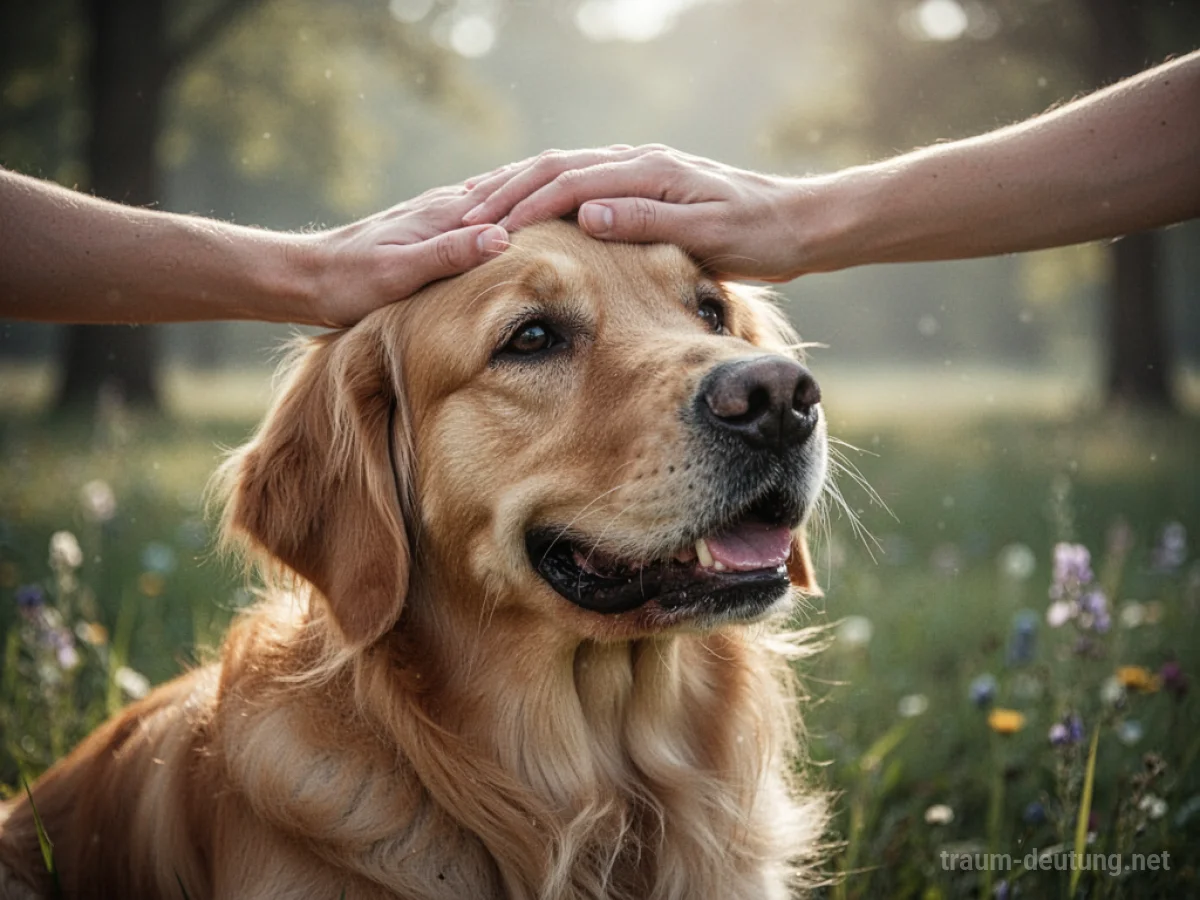 Hand streichelt einen freundlichen Hund