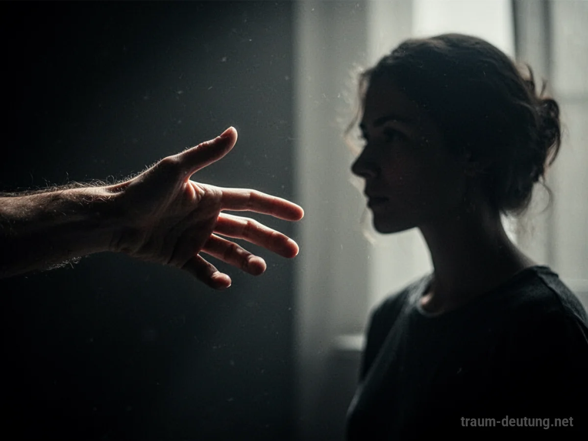 Eine schattenhafte fremde Hand greift nach einer menschlichen Silhouette.