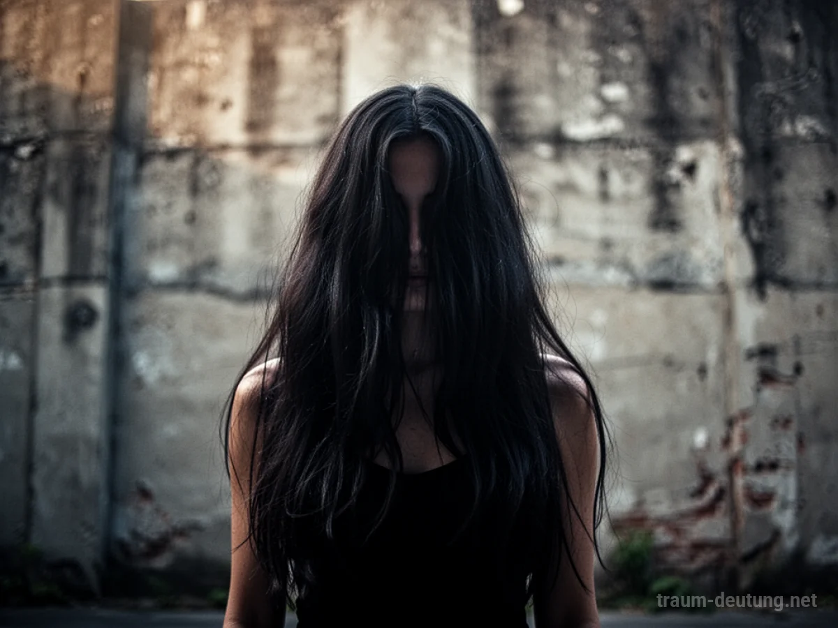 Silhouette einer Frau mit langen Haaren, die ihr Gesicht verbergen und eine Barriere bilden.