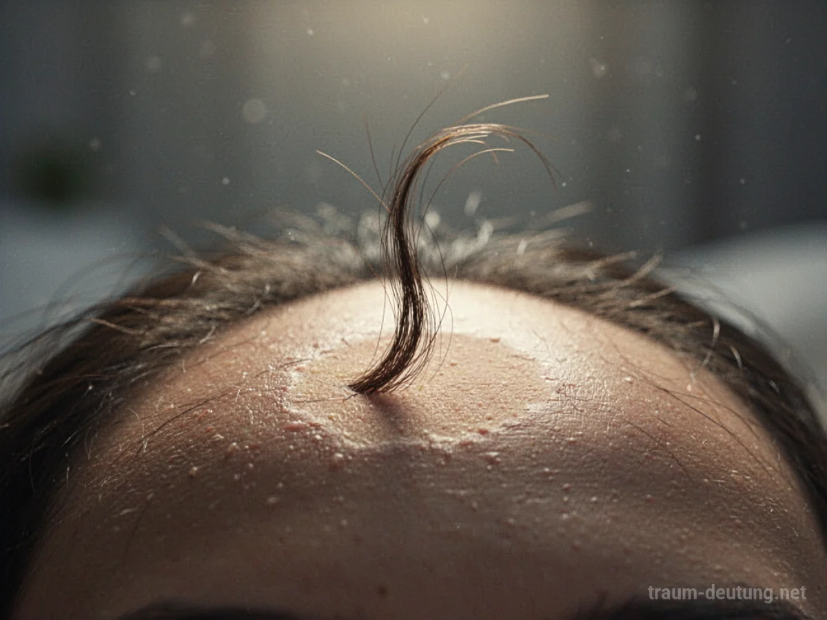 Haare wachsen auf einem kahlen Kopf nach, symbolisch für Erneuerung.