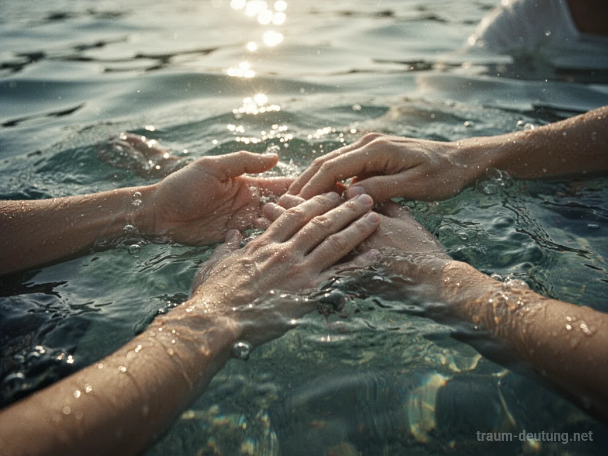 Hände, die sich im klaren Wasser bewegen