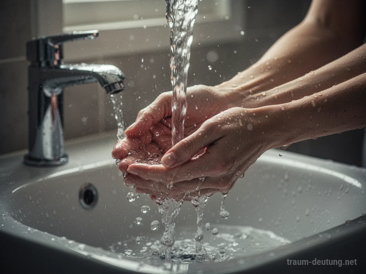 Hände, die sich unter fließendem Wasser reinigen.