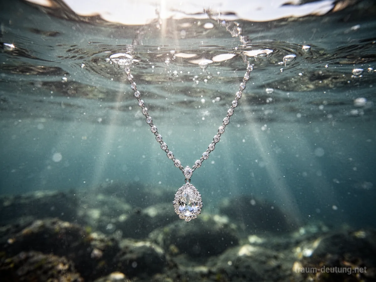 Halskette unter Wasser in einem hellen, klaren Gewässer.