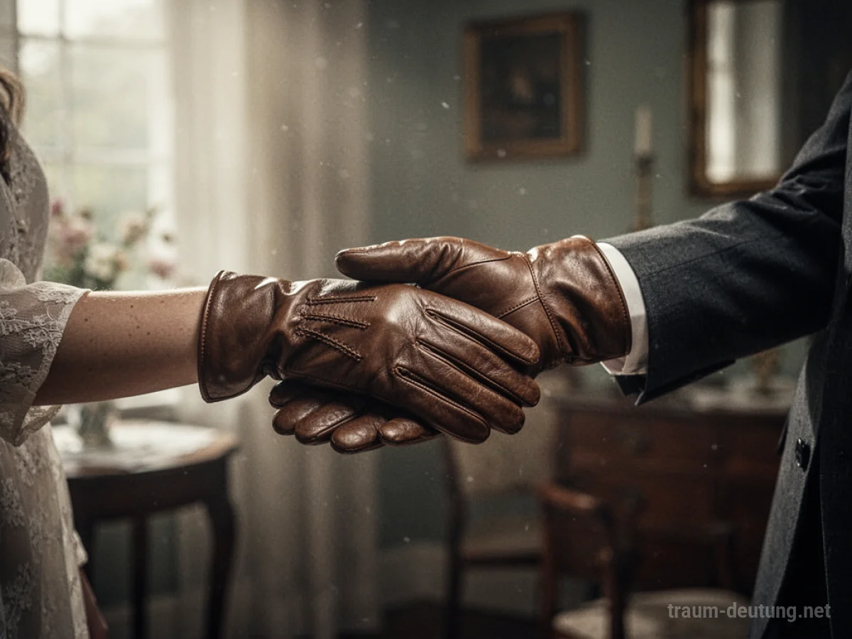 Elegant geformte Handschuhe werden überreicht.