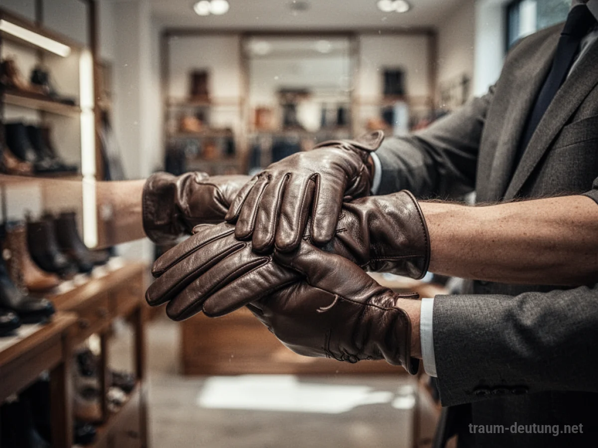 Hände ziehen Handschuhe an in einem Geschäft