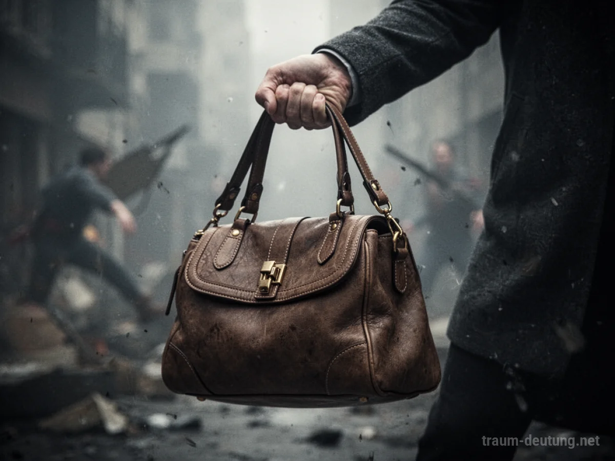 Handtasche wird als Abwehrmittel gehalten, angespannte Situation