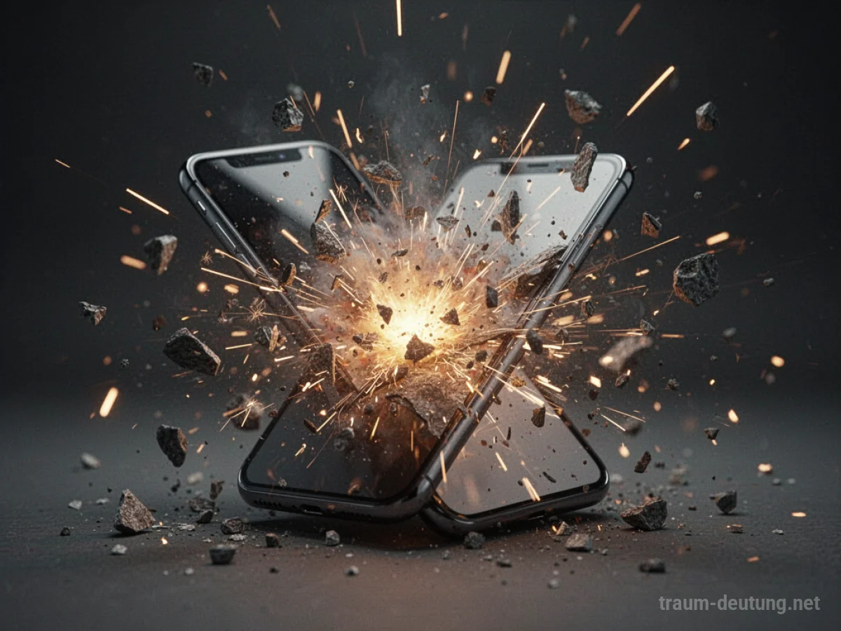 Explodierendes Handy mit Funkenflug im Traum
