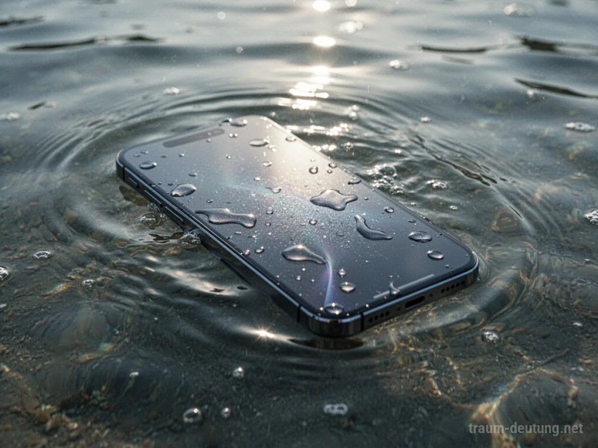 Ein nasses Handy liegt im Wasser.
