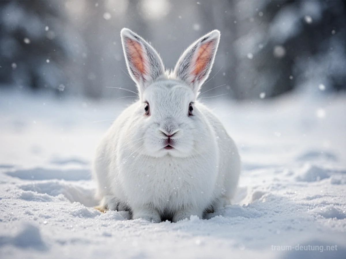 Hase sitzt im Schnee, blickt wachsam in die Ferne.