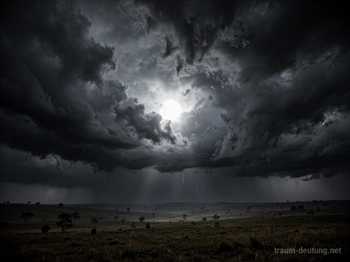 Dunkler Himmel mit schweren, bedrohlichen Wolken