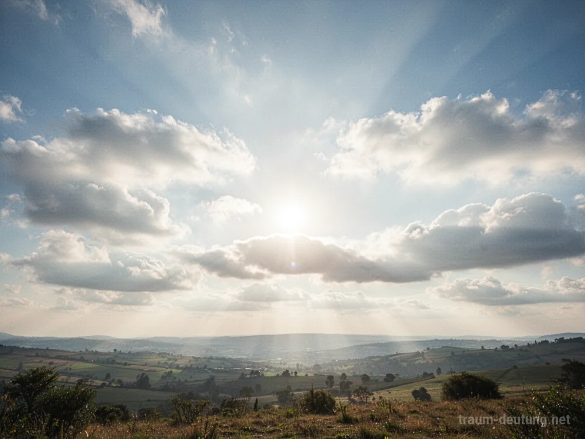 Heller Himmel mit sanftem Sonnenlicht, das Hoffnung und Erneuerung symbolisiert.