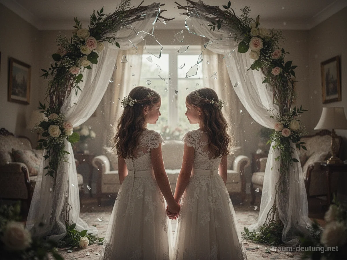 Symbolbild einer zerbrechlichen Hochzeit zwischen Geschwistern unter einem brüchigen Torbogen