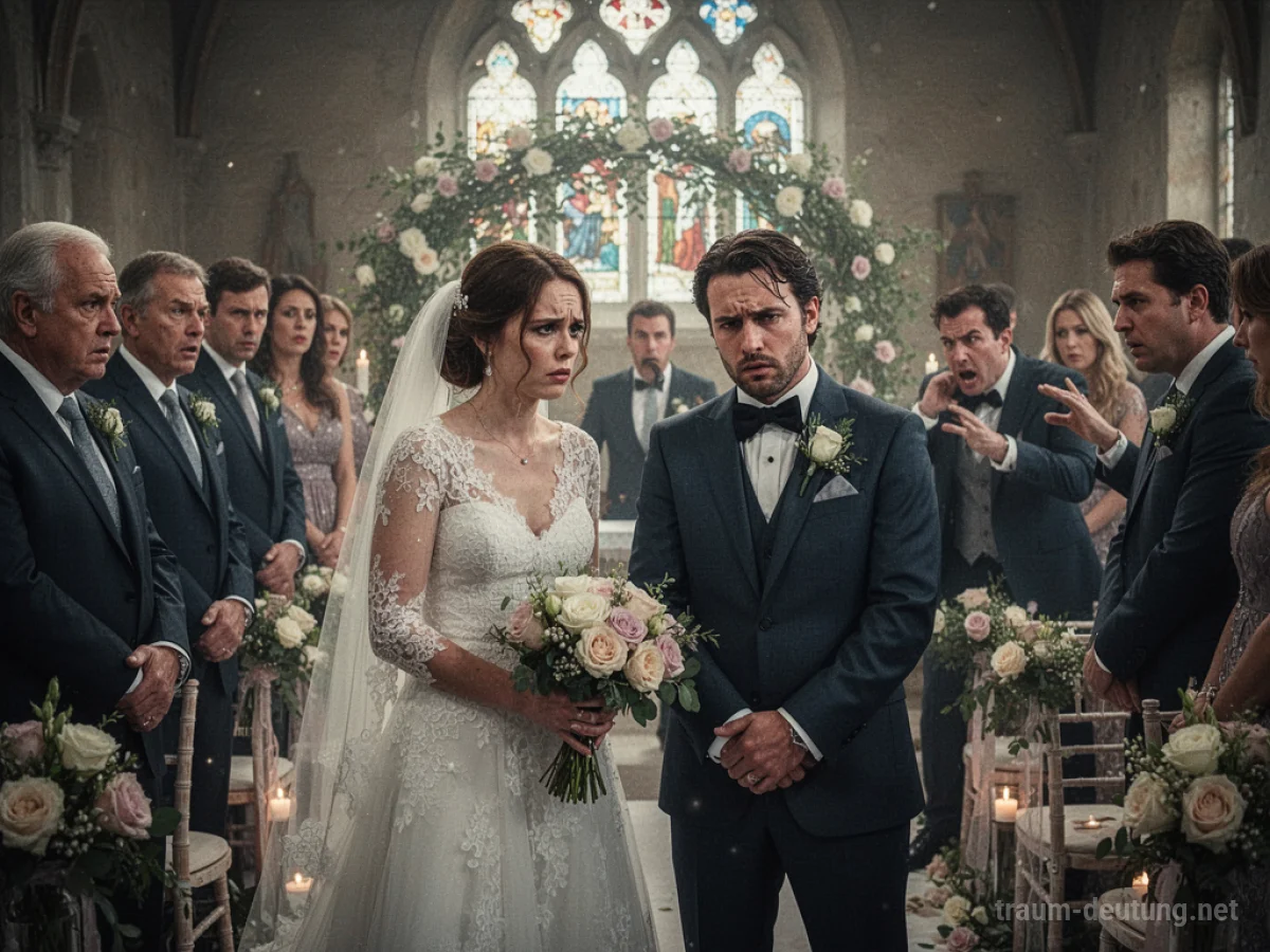 Hochzeit mit angespannten Gästen und einem angespannten Brautpaar